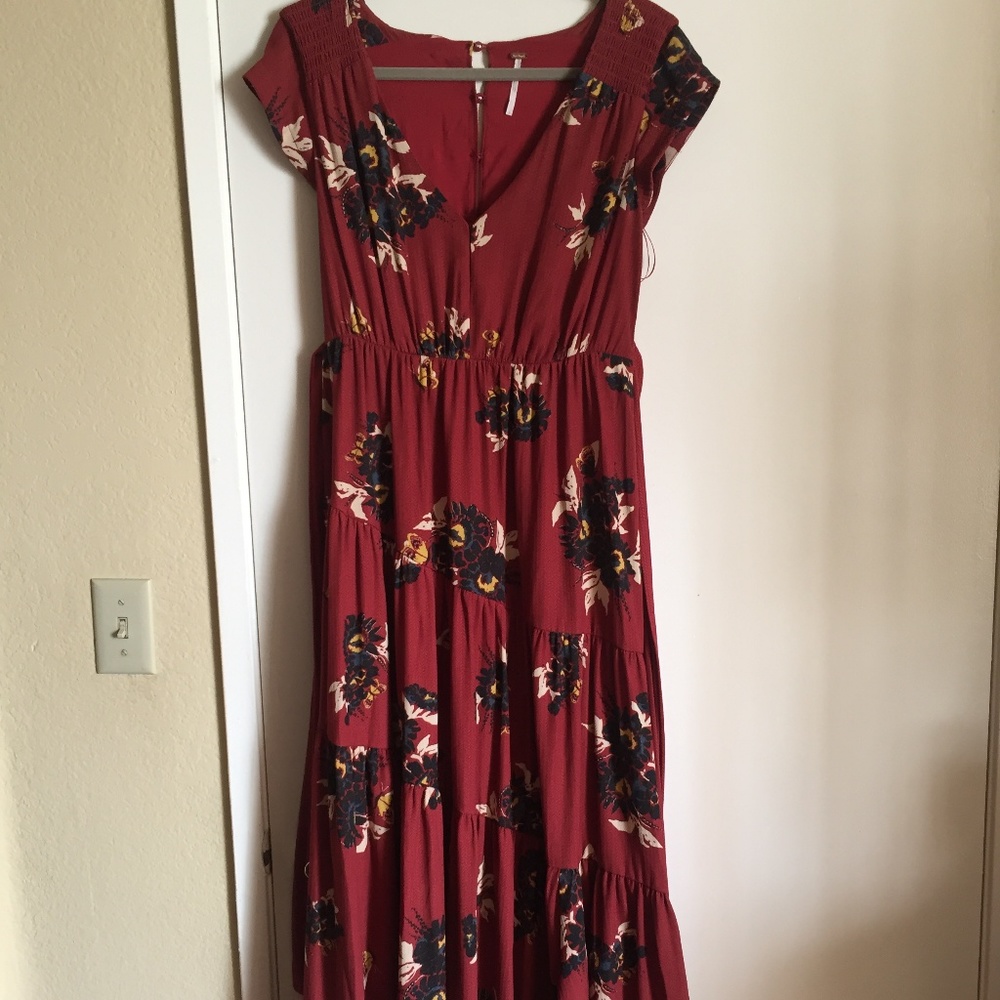 Free People All I Got Red Floral Maxi Dress
